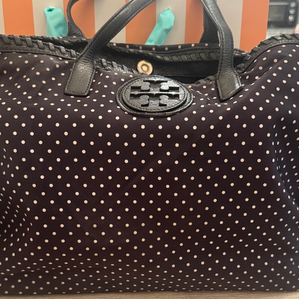 Tory Burch Black and White Polka Dot Tote